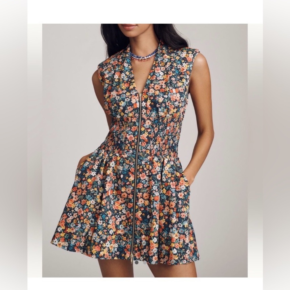 Anthropologie The Tommie Floral Zip-Front Mini Dress
